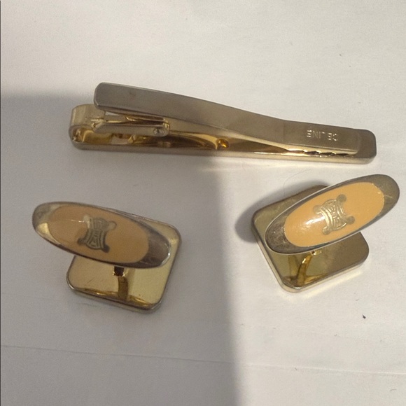 Celine Gold and Silver Cufflinks set with free Cufflinks with hard case - Picture 6 of 10